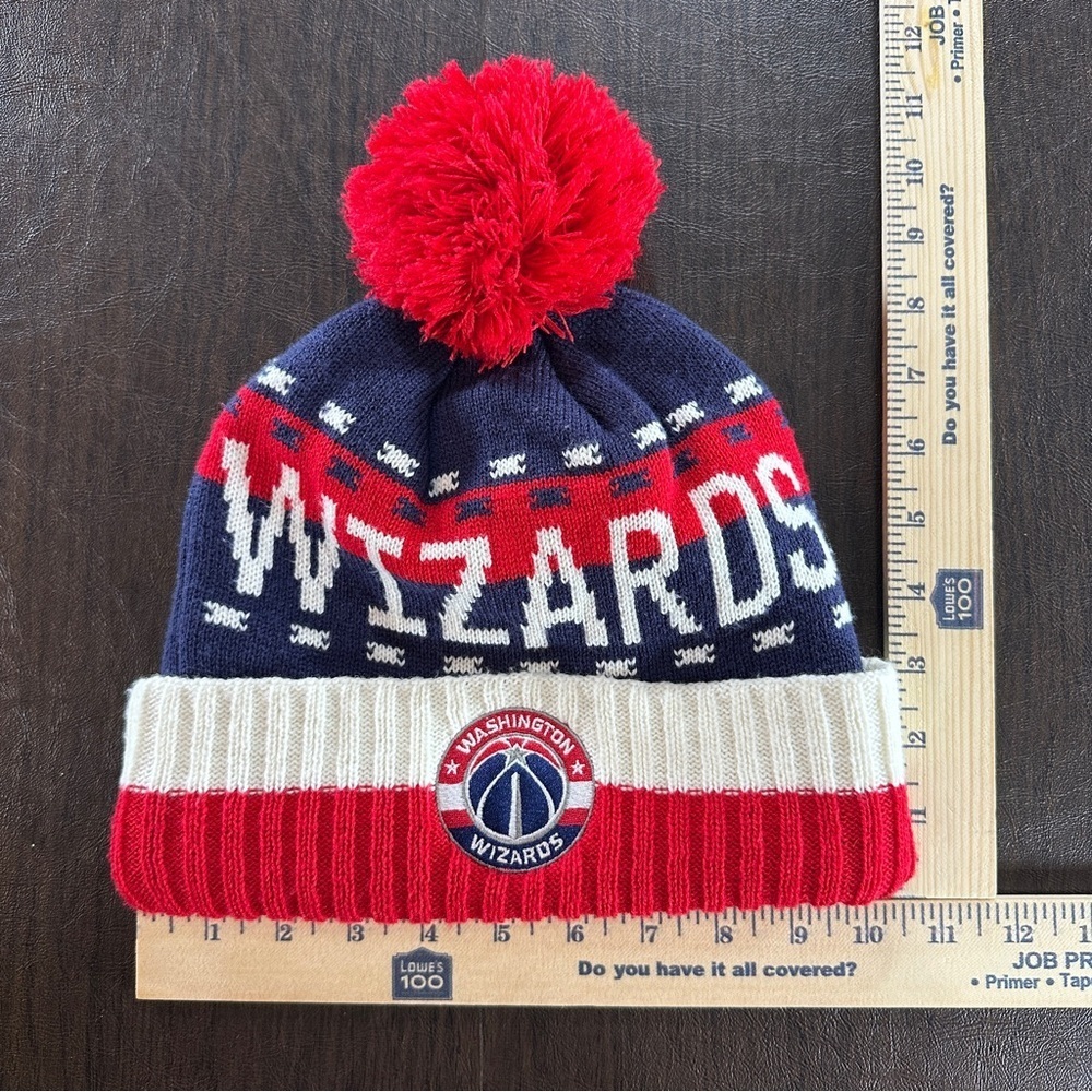 Adidas NBA Washington Wizards Pom Beanie Red White and Blue Sz OS - Picture 6 of 6
